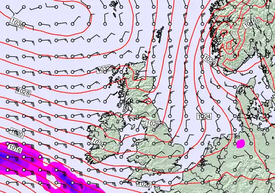 United Kingdom forecast chart for Wednesday, April 22nd, 2026 at 6:00 PM