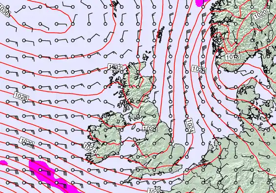 United Kingdom forecast chart for Thursday, April 23rd, 2026 at 12:00 AM