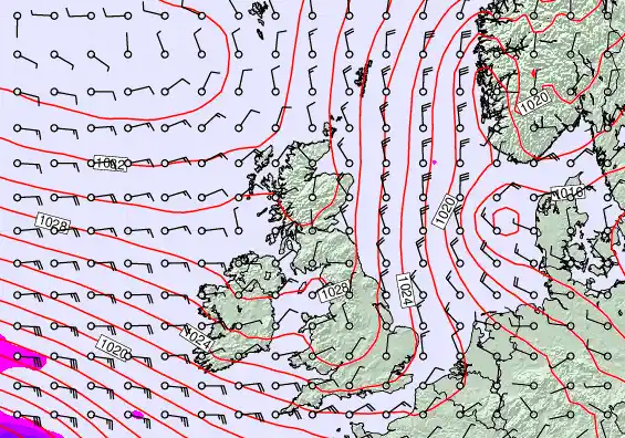 United Kingdom forecast chart for Thursday, April 23rd, 2026 at 6:00 AM