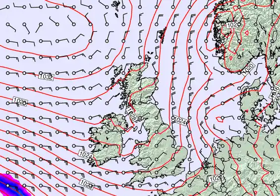 United Kingdom forecast chart for Thursday, April 23rd, 2026 at 12:00 PM
