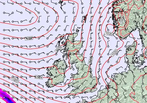 United Kingdom forecast chart for Thursday, April 23rd, 2026 at 6:00 PM