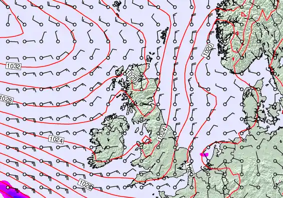 United Kingdom forecast chart for Friday, April 24th, 2026 at 12:00 AM