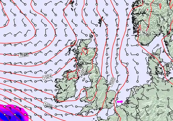 United Kingdom forecast chart for Friday, April 24th, 2026 at 6:00 AM