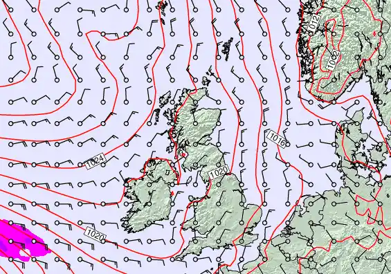 United Kingdom forecast chart for Friday, April 24th, 2026 at 12:00 PM