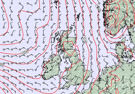 United Kingdom forecast chart for Friday, April 24th, 2026 at 6:00 PM