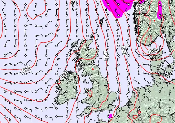 United Kingdom forecast chart for Saturday, April 25th, 2026 at 12:00 AM