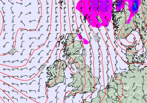 United Kingdom forecast chart for Saturday, April 25th, 2026 at 6:00 AM