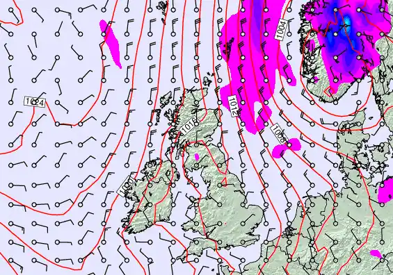 United Kingdom forecast chart for Saturday, April 25th, 2026 at 6:00 PM