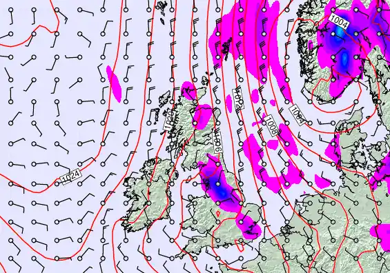 United Kingdom forecast chart for Sunday, April 26th, 2026 at 12:00 AM