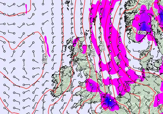 United Kingdom forecast chart for Sunday, April 26th, 2026 at 6:00 AM