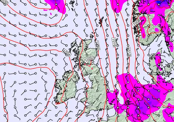 United Kingdom forecast chart for Sunday, April 26th, 2026 at 6:00 PM