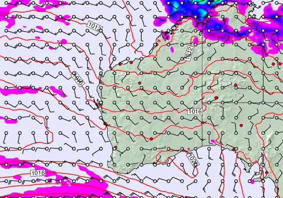 Western Australia forecast chart for Saturday, April 18th, 2026 at 6:00 PM