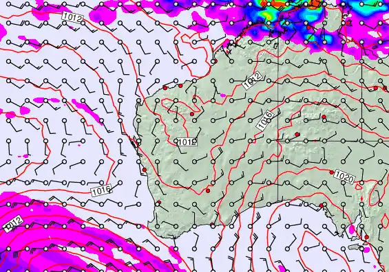 Western Australia forecast chart for Sunday, April 19th, 2026 at 6:00 PM