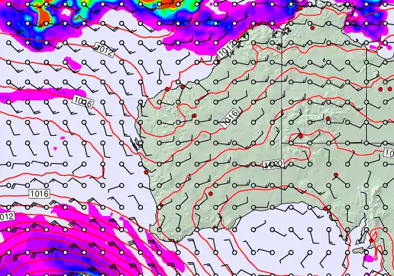Western Australia forecast chart for Wednesday, April 22nd, 2026 at 12:00 AM