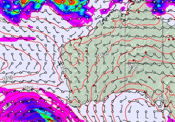 Western Australia forecast chart for Wednesday, April 22nd, 2026 at 6:00 AM