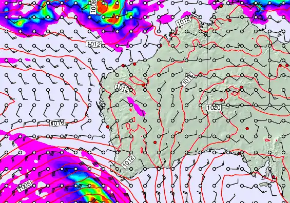 Western Australia forecast chart for Wednesday, April 22nd, 2026 at 12:00 PM
