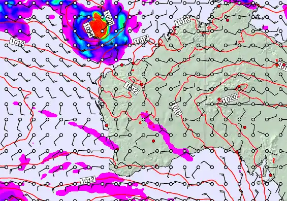 Western Australia forecast chart for Thursday, April 23rd, 2026 at 12:00 PM