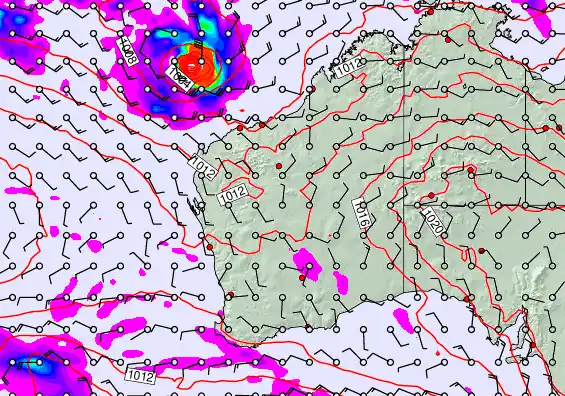 Western Australia forecast chart for Thursday, April 23rd, 2026 at 6:00 PM