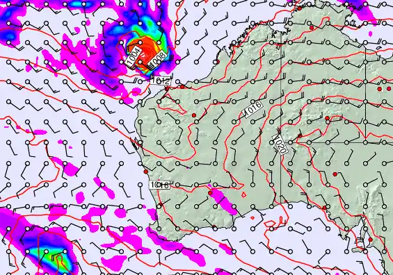 Western Australia forecast chart for Friday, April 24th, 2026 at 12:00 AM