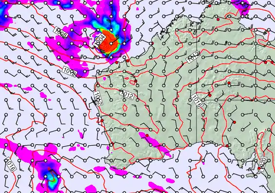 Western Australia forecast chart for Friday, April 24th, 2026 at 6:00 AM