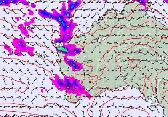 Western Australia forecast chart for Saturday, April 25th, 2026 at 12:00 PM