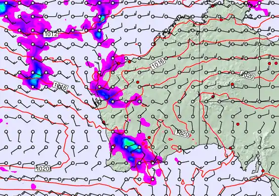 Western Australia forecast chart for Sunday, April 26th, 2026 at 12:00 AM
