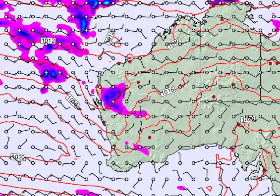 Western Australia forecast chart for Sunday, April 26th, 2026 at 6:00 PM