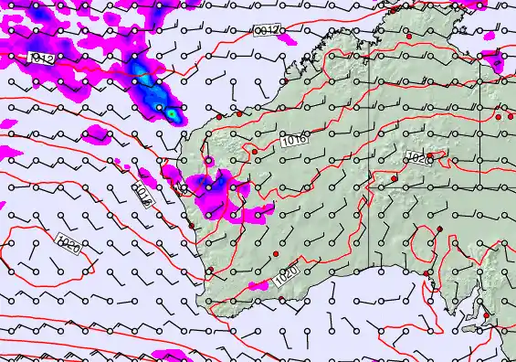 Western Australia forecast chart for Monday, April 27th, 2026 at 12:00 AM