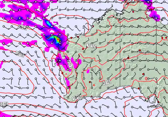 Western Australia forecast chart for Monday, April 27th, 2026 at 6:00 AM