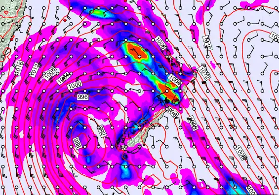 New Zealand forecast chart for Saturday, April 18th, 2026 at 6:00 AM