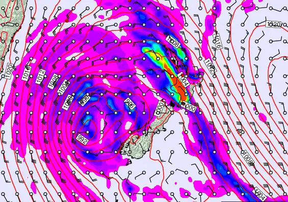 New Zealand forecast chart for Saturday, April 18th, 2026 at 12:00 PM