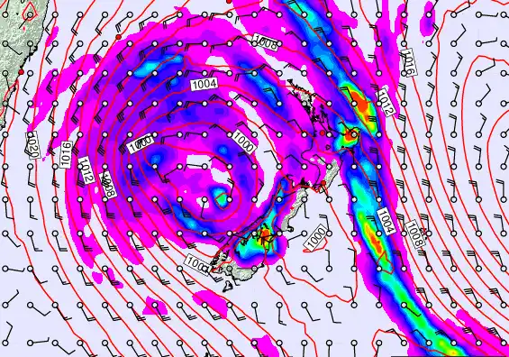 New Zealand forecast chart for Sunday, April 19th, 2026 at 12:00 AM