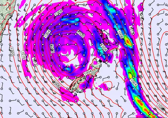 New Zealand forecast chart for Sunday, April 19th, 2026 at 6:00 AM