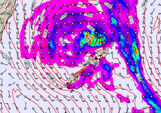 New Zealand forecast chart for Sunday, April 19th, 2026 at 6:00 PM