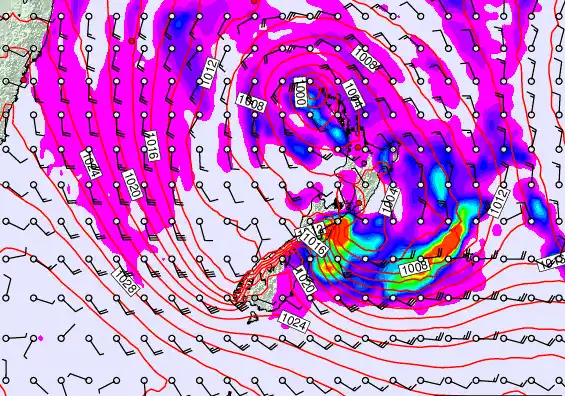 New Zealand forecast chart for Tuesday, April 21st, 2026 at 12:00 AM