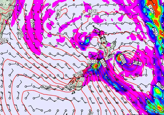 New Zealand forecast chart for Wednesday, April 22nd, 2026 at 6:00 AM