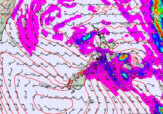 New Zealand forecast chart for Wednesday, April 22nd, 2026 at 12:00 PM