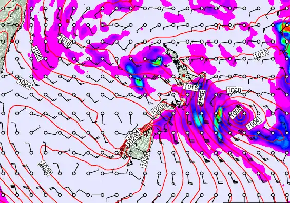 New Zealand forecast chart for Wednesday, April 22nd, 2026 at 6:00 PM