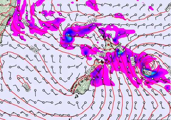 New Zealand forecast chart for Thursday, April 23rd, 2026 at 6:00 AM