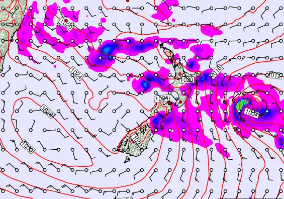 New Zealand forecast chart for Thursday, April 23rd, 2026 at 12:00 PM