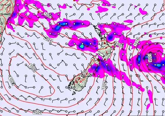 New Zealand forecast chart for Thursday, April 23rd, 2026 at 6:00 PM