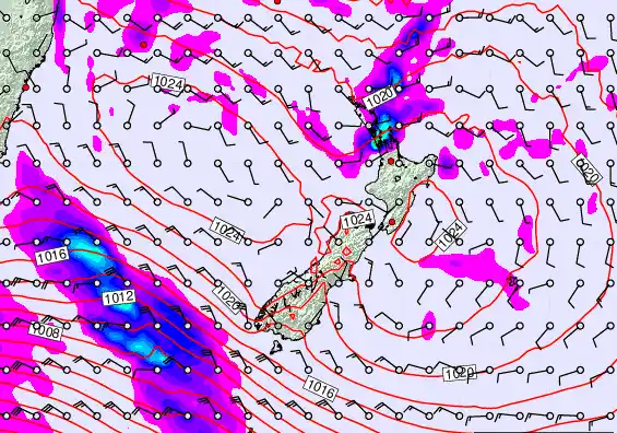 New Zealand forecast chart for Sunday, April 26th, 2026 at 12:00 AM