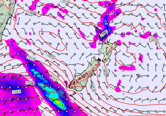 New Zealand forecast chart for Sunday, April 26th, 2026 at 6:00 AM