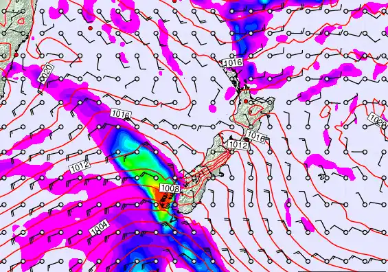 New Zealand forecast chart for Sunday, April 26th, 2026 at 6:00 PM