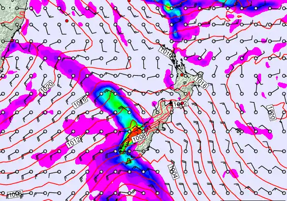 New Zealand forecast chart for Monday, April 27th, 2026 at 12:00 AM