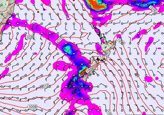 New Zealand forecast chart for Monday, April 27th, 2026 at 6:00 AM
