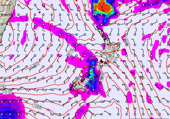 New Zealand forecast chart for Monday, April 27th, 2026 at 12:00 PM