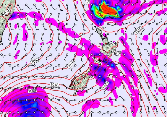 New Zealand forecast chart for Monday, April 27th, 2026 at 6:00 PM