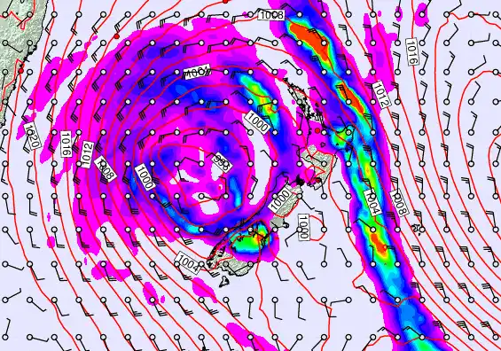 New Zealand forecast chart for Sunday, April 19th, 2026 at 12:00 AM