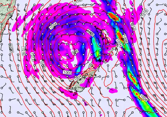 New Zealand forecast chart for Sunday, April 19th, 2026 at 6:00 AM